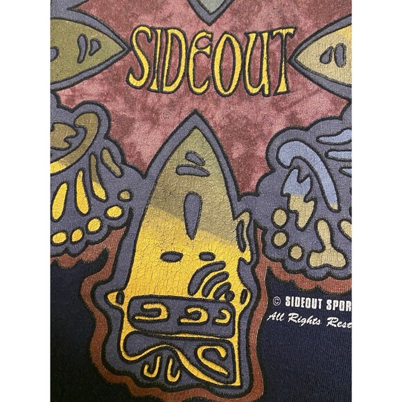 VTG 90s Sideout Single Stitch Surf Beach 2 Side Graphic T Shirt Mens XL USA Fade - Picture 8 of 16